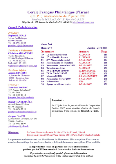 Doar Ivri, la revue du CFPI; Numro 8; sommaire